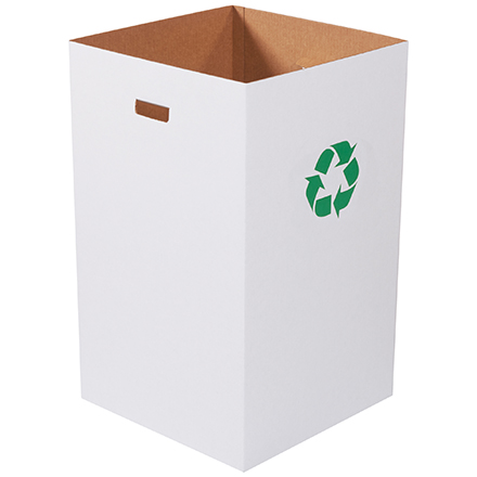 Corrugated Trash Can with Recycle Logo - 40 Gallon